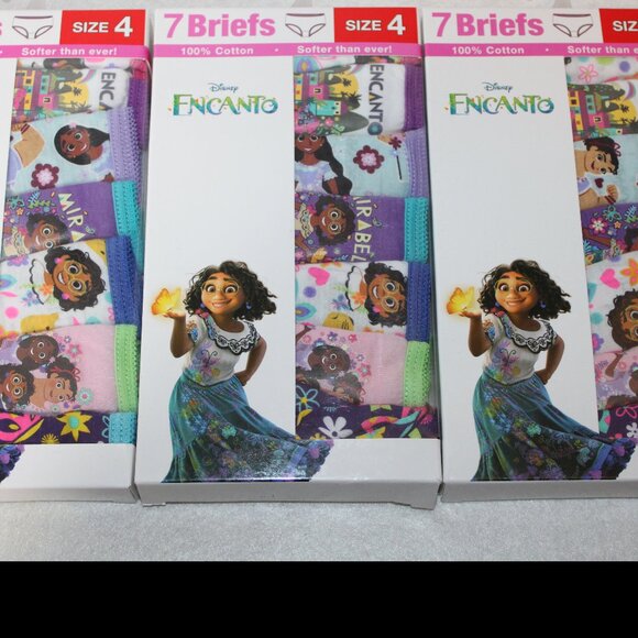 3 New Packs of Girls Encanto 7 Pack Character Underwear, = 21 Pairs Size 4 - Picture 1 of 4